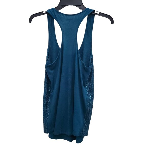 Express Dreamweight Cotton Women's Teal Sequin Front Modal Racerback Tank Top M - Picture 6 of 6